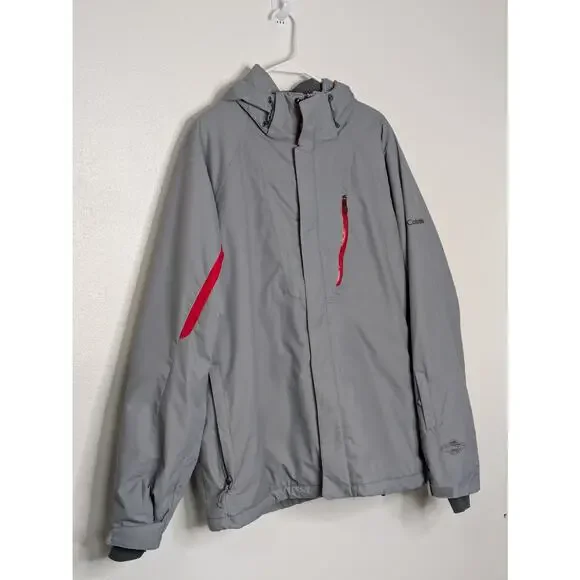Columbia Jacket Mens Large Gray Omni-Tech Hooded Rain Waterproof - Picture 2 of 12